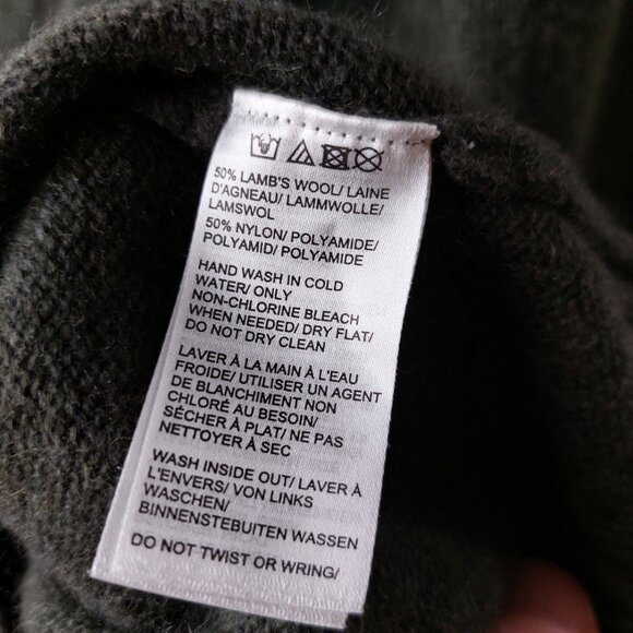 NWOT Moss Green Lambswool Blend Mens V-Neck Sweater L - Picture 7 of 7
